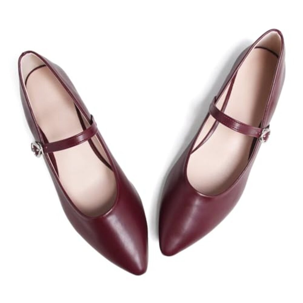 Leather Flats Pointy Toe Slip On Work Shoes Comfortable Retro Style - Picture 6 of 8